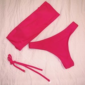 Hot Pink Bandeau Bikini